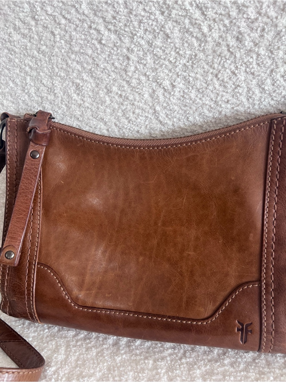 Frye Melissa‎ Zip Crossbody Leather Brown Purse Bag - Picture 7 of 15